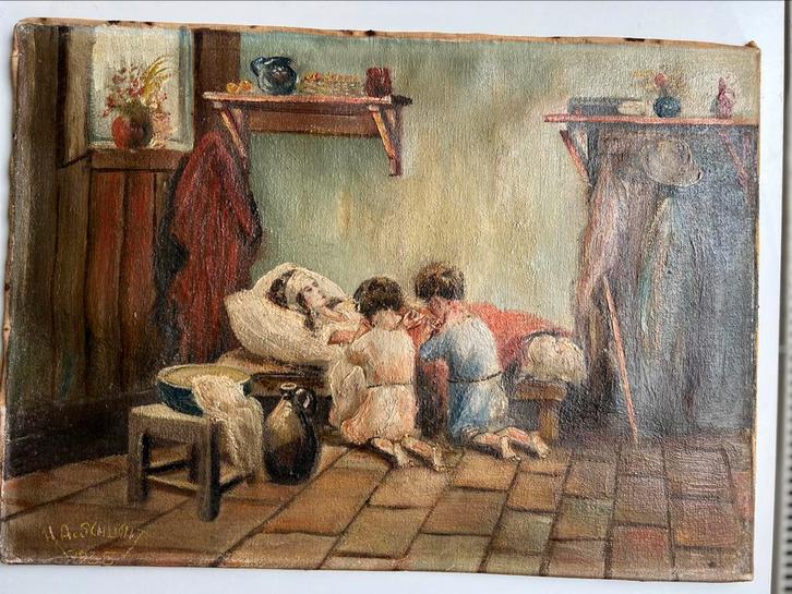 Olieverf op doek schilderij van Schlicht - 1935, Antiek en Kunst, Kunst | Schilderijen | Klassiek, Ophalen of Verzenden