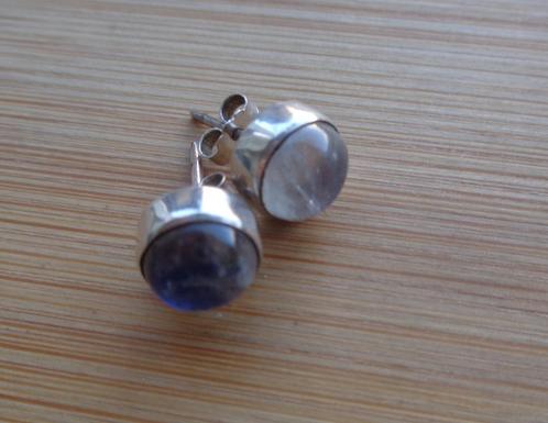 zilveren oorknoppen met regenboog maansteen [078], Sieraden, Tassen en Uiterlijk, Oorbellen, Nieuw, Overige materialen, Zilver