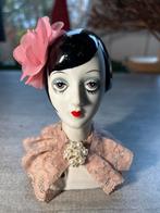 Vintage Porseleinen Dameshoofd met Bloem en kraag 12 cm, Antiek en Kunst, Ophalen of Verzenden