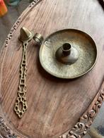 Antieke Geel koperen kandelaar met kaarsen dover, Antiek en Kunst, Ophalen of Verzenden, Koper of Brons