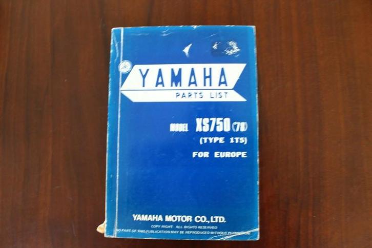 Yamaha XS750 1978 motorcycle parts list XS 750, Motoren, Handleidingen en Instructieboekjes, Yamaha, Ophalen of Verzenden