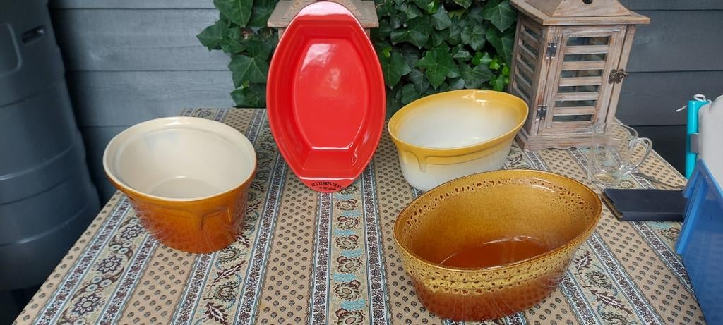 4 franse ovale aardewerk paté/ovenschalen, Ophalen of Verzenden