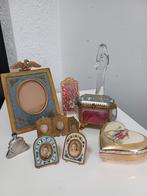 Antiek brocante miniatuur micro mozaïek foto lijstje set, Ophalen of Verzenden