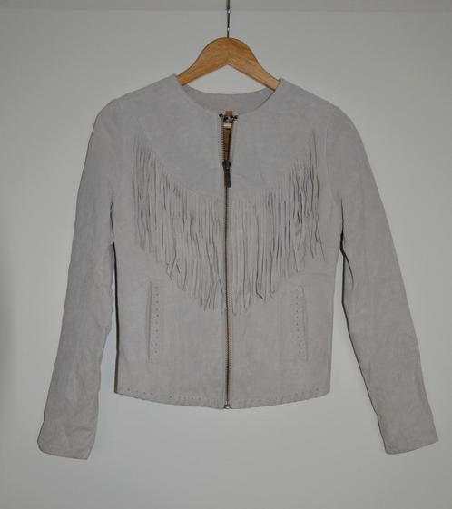 NIEUW: Witte, suède Goosecraft 203 jas met franjes - maat XS, Kleding | Dames, Jassen | Zomer, Nieuw, Maat 34 (XS) of kleiner