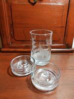 Sigarettenset 3 dlg geëtst kristal / sigarettenbeker / asbak, Ophalen of Verzenden, Zo goed als nieuw, Kristal, Overige typen