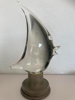 Italiaans glas , maanvis op albasten sokkel, Antiek en Kunst, Antiek | Glas en Kristal, Ophalen of Verzenden