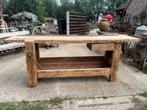Timmermanswerkbank of industriële houten werkbank sidetable, Ophalen