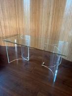 Vintage glazen salontafel /sidetable met polycarbonaat poten, Ophalen