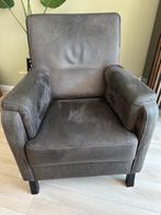 Fauteuil nubuck leer donkerbruin, Ophalen, Gebruikt, Nubuck leer donkerbruin, 75 tot 100 cm