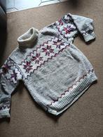 Vintage wollen trui Nepal beige met gekleurde details, Nepal, Beige, Maat 42/44 (L), Ophalen of Verzenden
