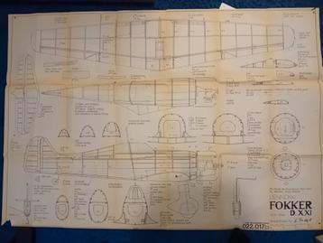 Fokker D-21 bouwtekening.  beschikbaar voor biedingen
