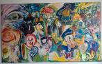 Martin Peulen - Kleurrijk Schilderij met Fantasiefiguren, Antiek en Kunst, Ophalen