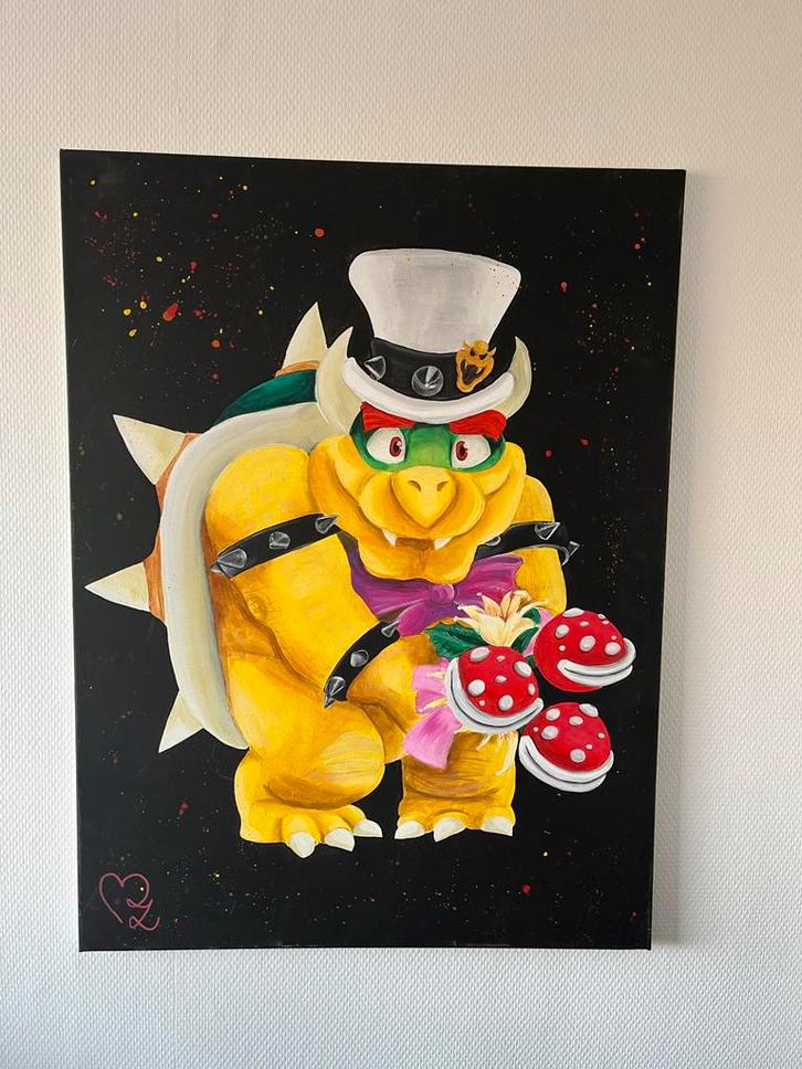 Bowser Schilderij - Handgemaakt Acryl op Canvas, Antiek en Kunst, Kunst | Schilderijen | Klassiek, Ophalen of Verzenden