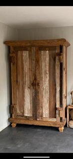 Unieke handgemaakte kast van sloophout uit India, Ophalen, Gebruikt, 50 tot 100 cm, 150 tot 200 cm