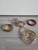 Armbanden Set: Goudkleur, Hout & Rood, Ophalen of Verzenden, Zo goed als nieuw, Goud, Goud