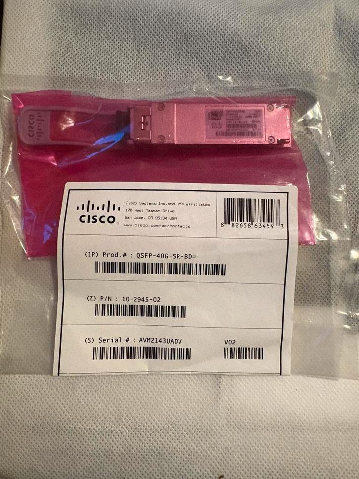 10 x Cisco QSFP-40G-SR-BD glasvezel transceiver, Computers en Software, Pc- en Netwerkkabels, Nieuw, Ophalen of Verzenden