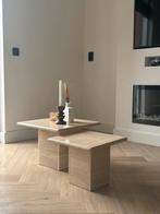 Travertin salontafels, Overige materialen, Minder dan 50 cm, Vierkant, Minder dan 50 cm