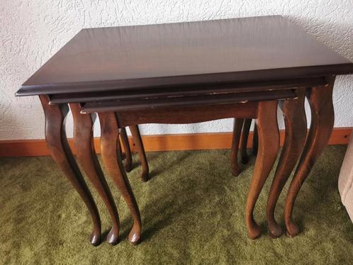 Mooi setje van 3 tafeltjes, Huis en Inrichting, Tafels | Bijzettafels, Gebruikt, Rechthoekig, Minder dan 45 cm, Minder dan 55 cm