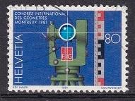 1087 - Zwitserland michel 1194 gestempeld  theodolit meetlat, Postzegels en Munten, Postzegels | Europa | Zwitserland, Gestempeld