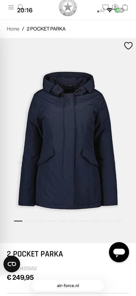 Airforce Dames Parka - Warme Winterjas, Kleding | Dames, Jassen | Winter, Zo goed als nieuw, Maat 46/48 (XL) of groter, Blauw