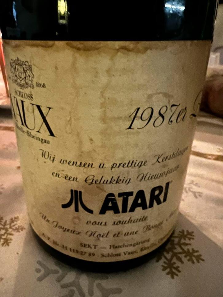 Vaux 1987 Atari Jubileumfles - Zeldzaam!, Verzamelen, Wijnen, Gebruikt, Witte wijn, Frankrijk, Ophalen of Verzenden