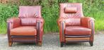 Mol en geurts Jugendstil Exclusief leder fauteuils, Huis en Inrichting, Fauteuils, Ophalen, Zo goed als nieuw, 75 tot 100 cm, Stof