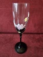 # 5 Luminarc champagne glazen zwart met rose bloem, Verzamelen, Glas en Borrelglaasjes, Ophalen of Verzenden, Zo goed als nieuw