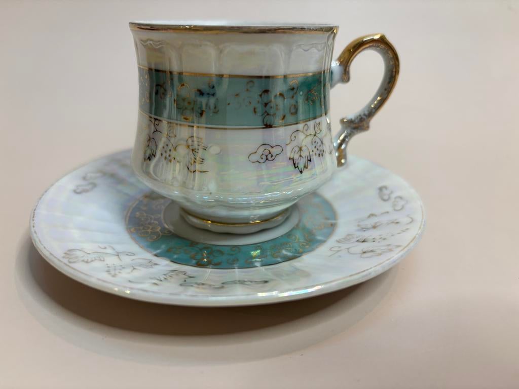 Antiek Duchess Kopje met Schotel Mintgroen, Ophalen of Verzenden