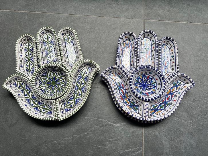 Marokkaanse schaal tapas hand van fatima fatma hamsa, Huis en Inrichting, Keuken | Servies, Zo goed als nieuw, Schaal of Schalen