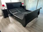 Prachtig zwart (origineel) massief teakhouten bed 180 x 220, Verstelbaar, Zwart, Tweepersoons, Ophalen of Verzenden