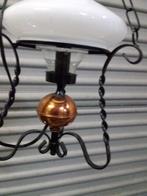 Hanglamp, olielamp elektrisch metaal met koperen bol en witt, Ophalen of Verzenden, 'T Olde Gre-j, Info@toldegrej.nl, Endepoelstraat 20f Didam