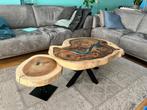 suar boomstam salontafel eiken noten maatwerk salontafels, Huis en Inrichting, Ophalen, Robuust natuurlijk grillig industrieel