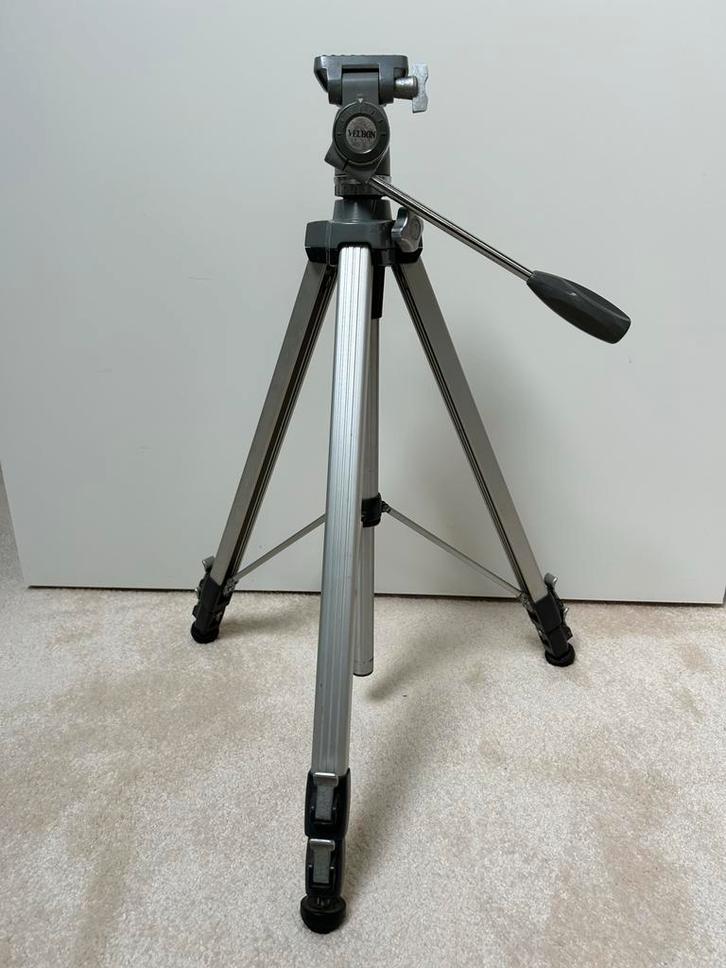 Vintage Velbon VEB-3 Statief, Audio, Tv en Foto, Fotografie | Statieven en Balhoofden, Gebruikt, Driepoot, Minder dan 150 cm, Met balhoofd