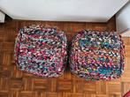 Twee kleurrijke poefen, Ophalen, Gebruikt, Stof, Bohemian