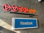 Reebok step  met bodypump halter set stang met  schijven, Ophalen, Gebruikt, En halter set, Reebok