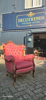 Rode Barokzetel met gecapitonneerde rugleuning, Ophalen, Gebruikt, 75 tot 100 cm, Stof