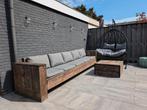 Tuinbank met tafel van steigerhout inclusief kussens, Tuin en Terras, Tuinbanken, Ophalen, Gebruikt, Hout