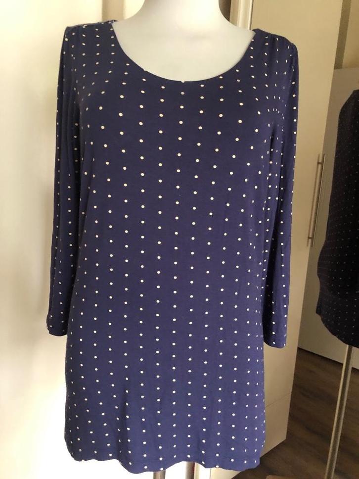 stretchtop Julien le Roy L blauw/wit, Kleding | Dames, Tops, Zo goed als nieuw, Maat 42/44 (L), Blauw, Lange mouw, Ophalen of Verzenden