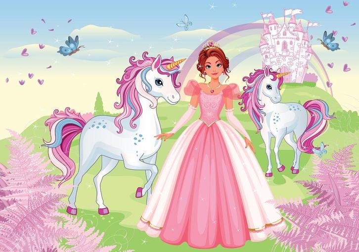 Princess fotobehang Unicorn behang, prinses, * Muurdeco4kids, Kinderen en Baby's, Kinderkamer | Inrichting en Decoratie, Nieuw