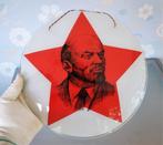 Wandbord Lenin afbeelding in Rode Ster GLAS ! Vintage, Ophalen of Verzenden