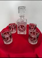 Bleikristal Karaf Set met 4 Glazen - Vogelmotief, Antiek en Kunst, Antiek | Glas en Kristal, Ophalen of Verzenden