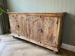Prachtig Handgesneden Dressoir, zeer uniek exemplaar Nieuw, Ophalen, Met deur(en), Ibiza/Boho/Botanisch, 150 tot 200 cm