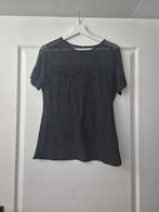 H&M korte mouw top met kant - Mt L, H&M, Zwart, Maat 42/44 (L), Ophalen of Verzenden