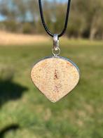Fossielkoraal Ketting Leer, Sieraden, Tassen en Uiterlijk, Kettingen, Met hanger, Overige kleuren, Nieuw, Ophalen of Verzenden