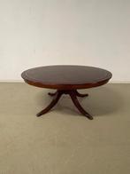 Engelse ovale salontafel, mahonie met bruin leer, Ophalen, Gebruikt, 100 tot 150 cm, 50 tot 75 cm