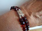 Granaten armband met zilveren slot, Sieraden, Tassen en Uiterlijk, Antieke sieraden, Verzenden, Zilver, Armband, Met edelsteen