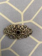 Zilveren ketting en broche met rode granaten., Antiek en Kunst, Ophalen of Verzenden, Zilver