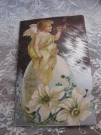 Antieke Kaart met Relief - Engel met Trompet op Groot Ei, Verzenden, Voor 1920, Gelopen, Feest(dag)