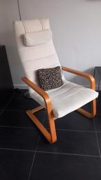 Ikea Poang Fauteuil - Wit met Hout, Huis en Inrichting, Fauteuils, Hout, Ophalen of Verzenden, Zo goed als nieuw, 50 tot 75 cm