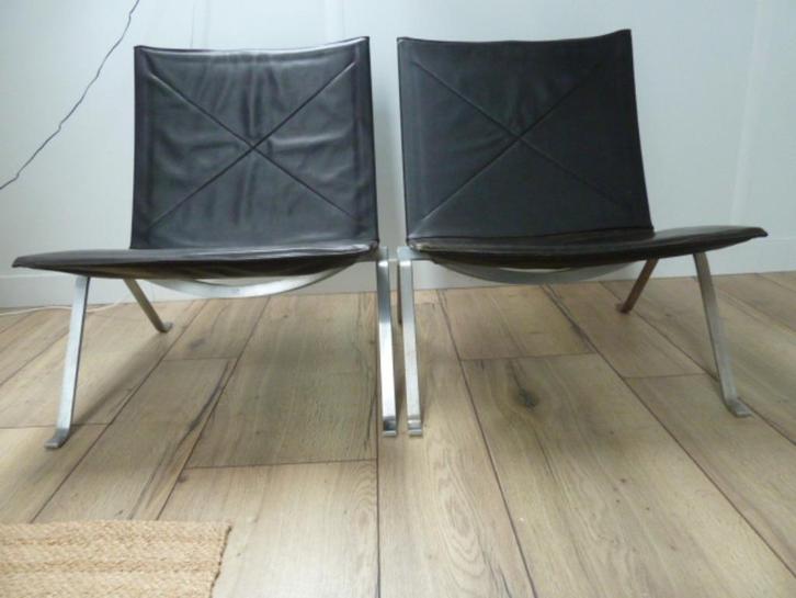 Poul Kjaerholm PK22 EKC, Huis en Inrichting, Fauteuils, Gebruikt, Leer, Metaal, 50 tot 75 cm, Minder dan 75 cm, Ophalen